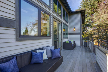 Wall Mural - New construction home exterior boasts luxury deck