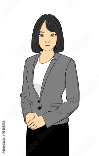 Cute Anime Business Girl With Black Short Hair Buy This Stock Vector And Explore Similar Vectors At Adobe Stock Adobe Stock
