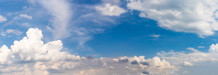 Wall Mural - fantastic panoramic white clouds against blue sky