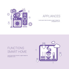 Poster - Appliances And Functions Smart Home Template Web Banner With Copy Space Vector Illustration