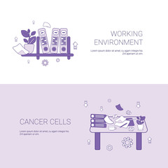 Poster - Working Environment And Workplace Concept Template Web Banner With Copy Space Vector Illustration