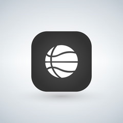 Poster - Basketball icon vector black app button with shadow.