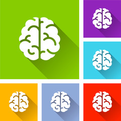 Sticker - brain icons with long shadow