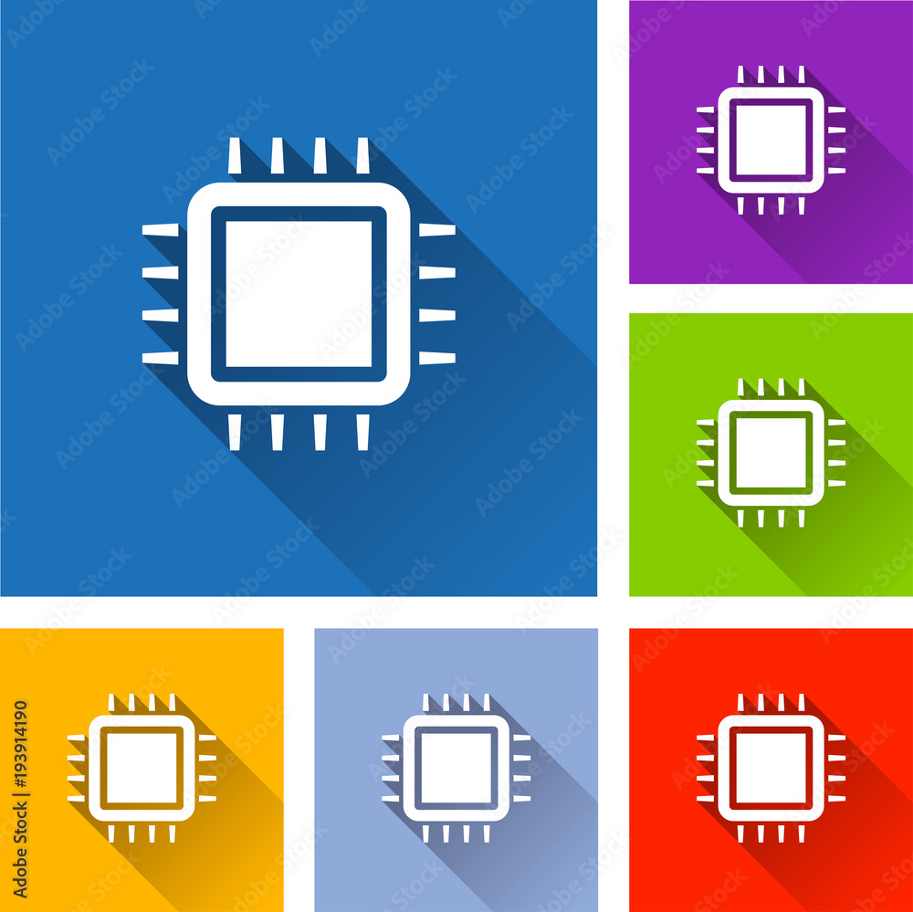 cpu icons with long shadow