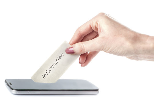 piece of paper with the word information is removed from the phone
