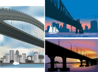 Sticker - three bridge compositions illustration