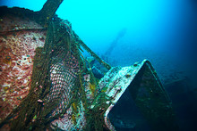 Shipwreck, Diving On A Sunken Ship, Underwater Landscape
