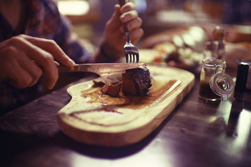 Wall Mural - restaurant steak serving food dinner