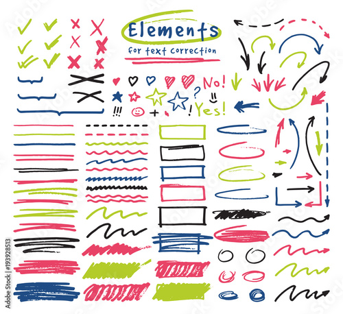 Cuadros en Lienzo Highlighter markers vector highlighting with hand drawing elements to select and