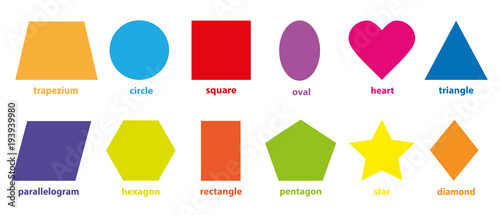 Fotografía Basic geometric colorful 2D shapes collection