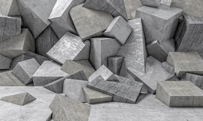 Wall Mural - abstract 3d background of a series of randomly placed concrete cubes. geometric and polygonal shapes