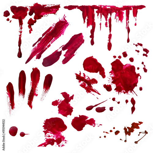 Fotografía Blood splatter painted vector isolated on white for halloween design
