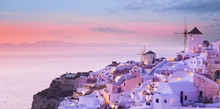 The Famous Sunset At Santorini In Oia Village