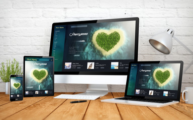 Wall Mural - romantic travel website responsive design screen multidevices