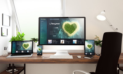 Wall Mural - window office desktop devices travel honeymoon trip
