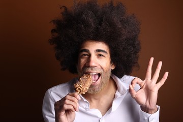 Man eating ice cream