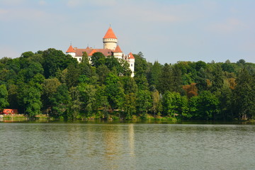 Wall Mural - Konopiste castle view from the forest lake. Czech Republic.