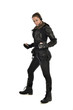 © faestock - full length portrait of female  soldier wearing black  tactical armour, isolated on white studio background.