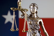 Symbol of law and justice with Texas State Flag. Close up.