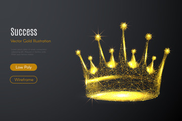 Poster - Abstract image of a Gold crown in the form of a starry sky or space, consisting of points, lines, and shapes in the form of planets, stars and the universe. Vector rich life concept.