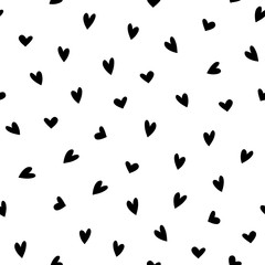 Wall Mural - Polka dot doodle hearts pattern.