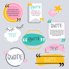 Quote blank template. Design elements, circle business card, paper sheet, information, text  for your design.