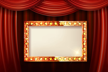 Wall Mural - gold frame with light bulbs