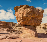 Fototapeta  - Stone mushroom is a unique geological formation from Jurassic period in Timna park that is located 25 km north of Eilat - famous resort city in Israel

