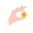 Vector illustration of a hand holding bitcoin