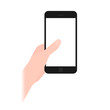 Vector illustration of a hand holding a smartphone