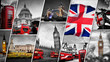Collage of the symbols of London, the UK