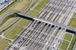 Aerial image of channel tunnel complex, the undersea tunnel that connects mainland Europe (France) with Great Britain.