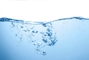 Wall Mural - water surface with bubbles and splash isolated in white background