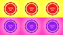 Set Of Red And Purple Sale Badges