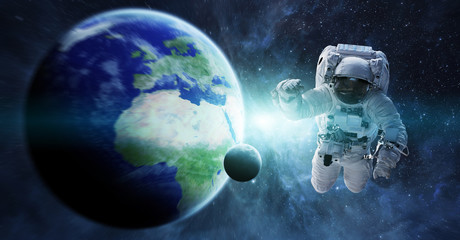 Wall Mural - astronaut floating in space 3d rendering elements of this image furnished by nasa