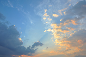 Wall Mural - Beautiful and bright evening sky with clouds. Sunset