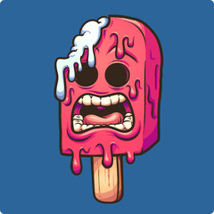 melting zombie ice popsicle. vector clip art illustration with simple gradients. illustration and bl