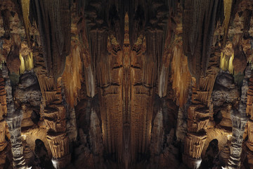 Wall Mural - Karst cave with stalactites and stalagmites in Luray Caverns. Luray, Virginia