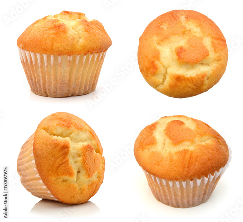 Cuadros en Lienzo tasty muffin cake, isolated on white