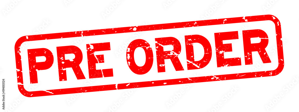 Grunge red pre order word square rubber seal stamp on white background ...