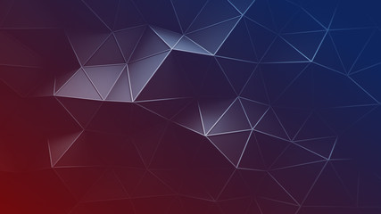 Wall Mural - Red and blue triangular polygons 3D rendering