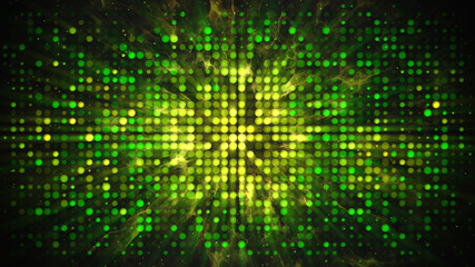 Canvas Print - Green yellow disco wall with flashing lights abstract background