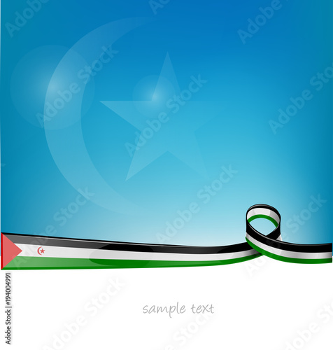 Tela western sahara ribbon flag on blue sky background
