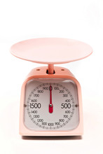 Kitchen Food Pink Scale On White Background
