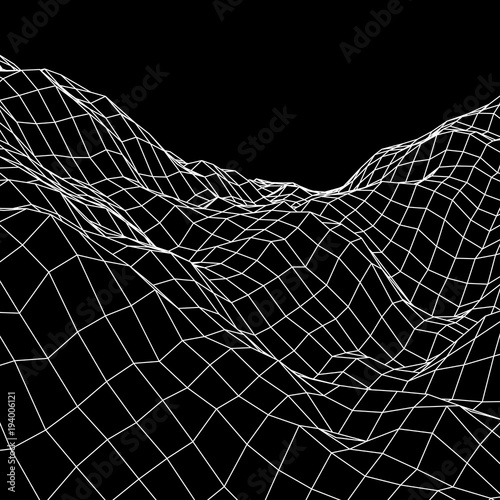 Fotomural Wireframe terrain vector background