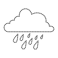 Sticker - cloud weather with rain drops vector illustration design