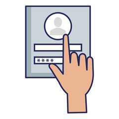 Poster - hand user with login interface access icon vector illustration design