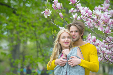 Sticker - woman with bearded man at magnolia tree