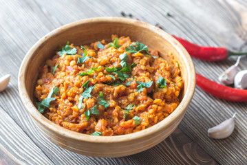 Bowl of red lentil curry