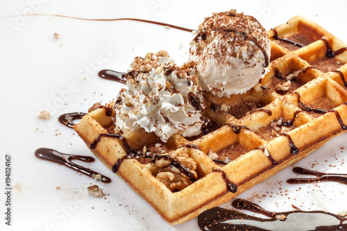 Fotomural Belgian waffles with ice cream